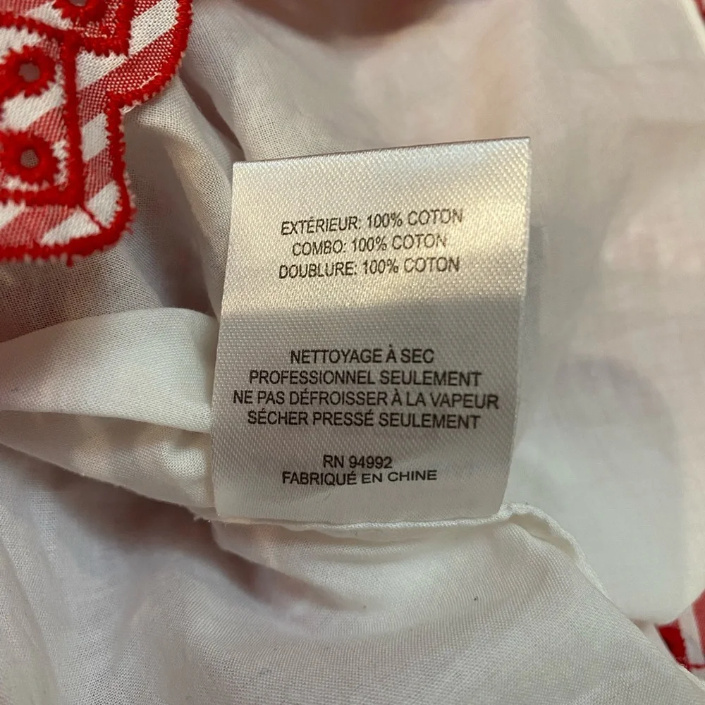 JONATHAN SIMKHAI Stripe Eyelet Gathered Mini Dress
Red & White in Size XS - Picture 6 of 6